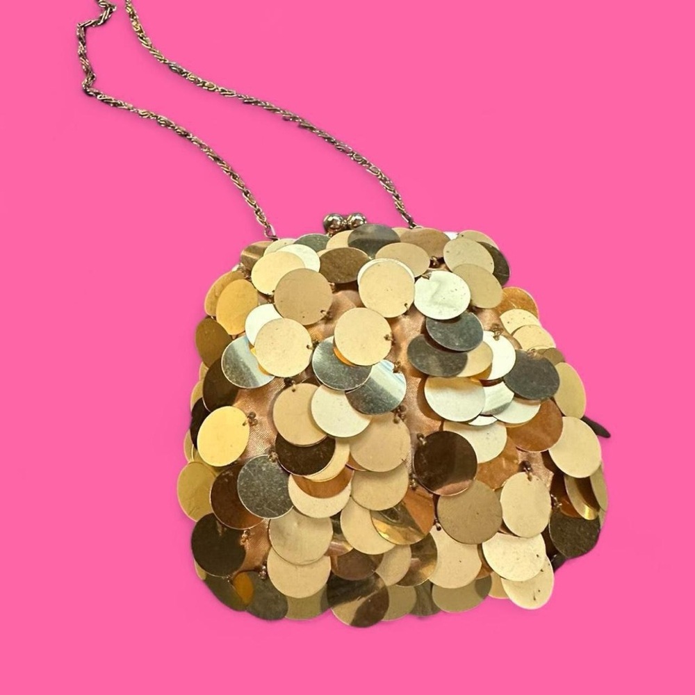 vintage! y2k! gold sequin mini handbag!